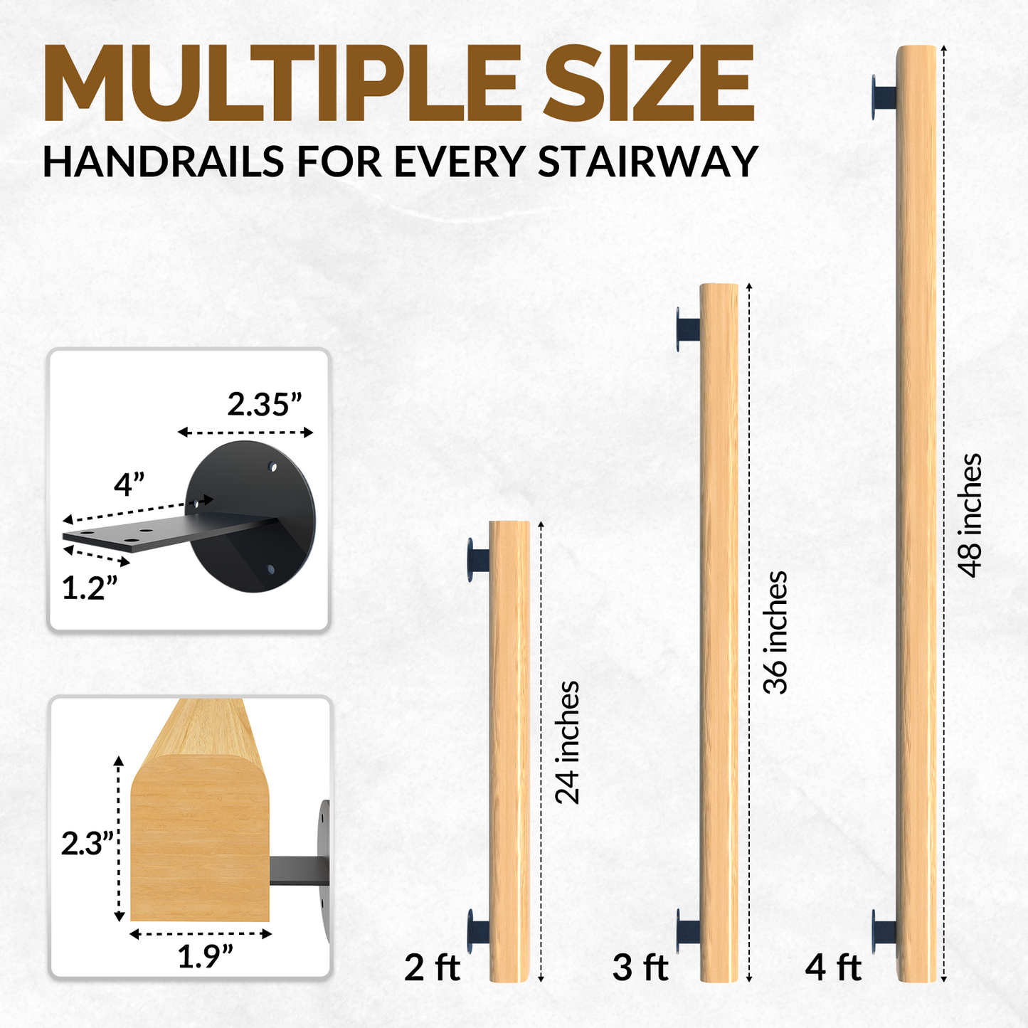 theVIEs Premium Solid Wood Handrails for Indoor Stairs, Handling Over 500 pounds