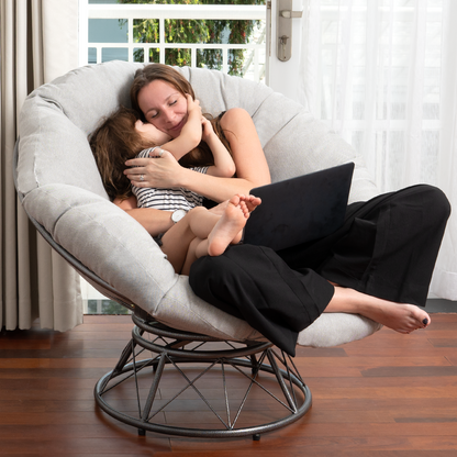 theVIEs Premium Oversized Papasan Chair – 48'' Grey Cushion