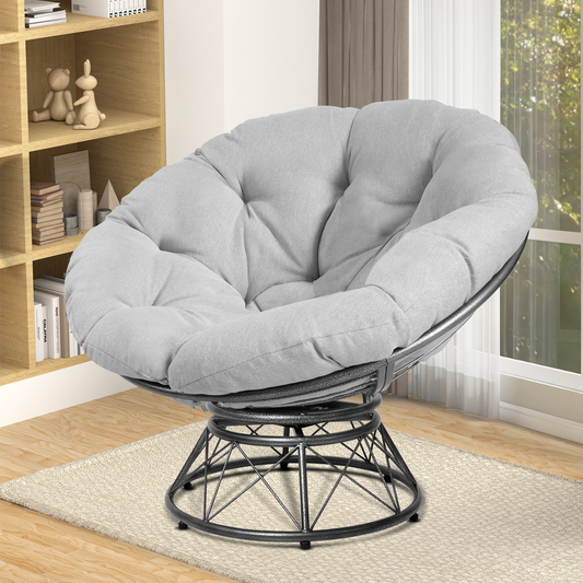 theVIEs Premium Oversized Papasan Chair – 48'' Grey Cushion