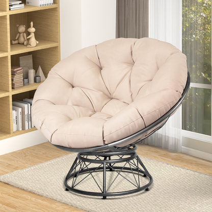 theVIEs Premium Oversized Papasan Chair – 48'' Cream Cushion