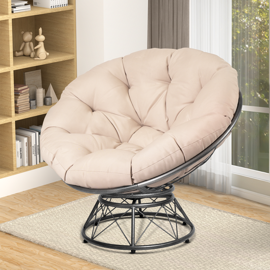 theVIEs Premium Oversized Papasan Chair – 48'' Cream Cushion
