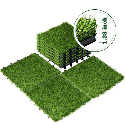 theVIEs Artificial Grass Tiles – 12"x12" Interlocking Turf Squares