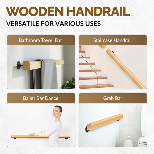 theVIEs Premium Solid Wood Handrails for Indoor Stairs, Handling Over 500 pounds