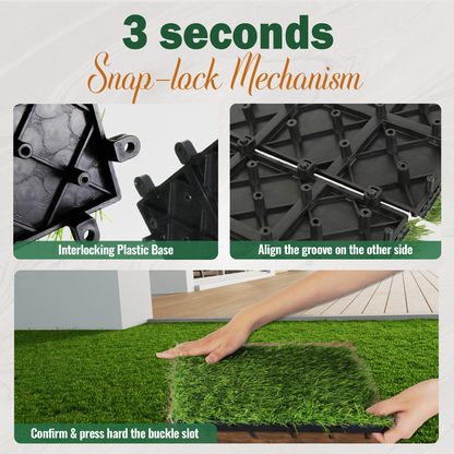 theVIEs Artificial Grass Tiles – 12"x12" Interlocking Turf Squares