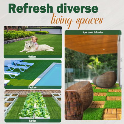 theVIEs Artificial Grass Tiles – 12"x12" Interlocking Turf Squares