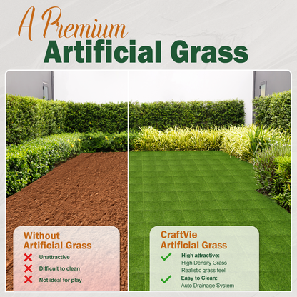 theVIEs Artificial Grass Tiles – 12"x12" Interlocking Turf Squares