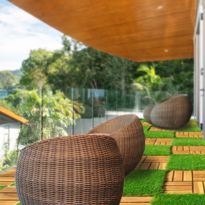 theVIEs Artificial Grass Tiles – 12"x12" Interlocking Turf Squares