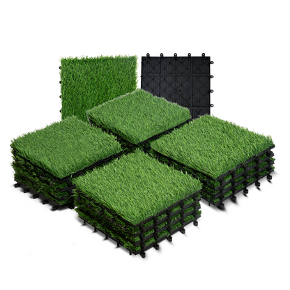 theVIEs Artificial Grass Tiles – 12"x12" Interlocking Turf Squares