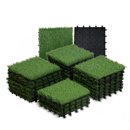 theVIEs Artificial Grass Tiles – 12"x12" Interlocking Turf Squares